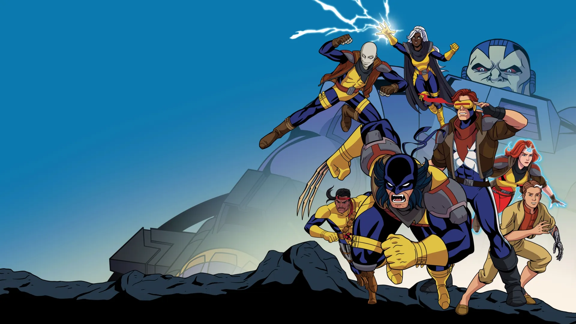 The X-Men charge into action, with Wolverine, Gambit, Storm and Cyclops